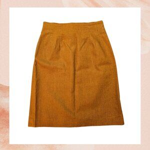 Adolfo International Gold Brown Linen Pencil Skirt